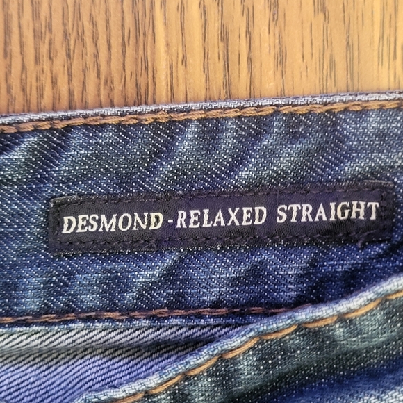Mens Guess Desmond Relaxed Straight Jeans 32x26 Blue Denim Thick Stitch B21 - Picture 7 of 15